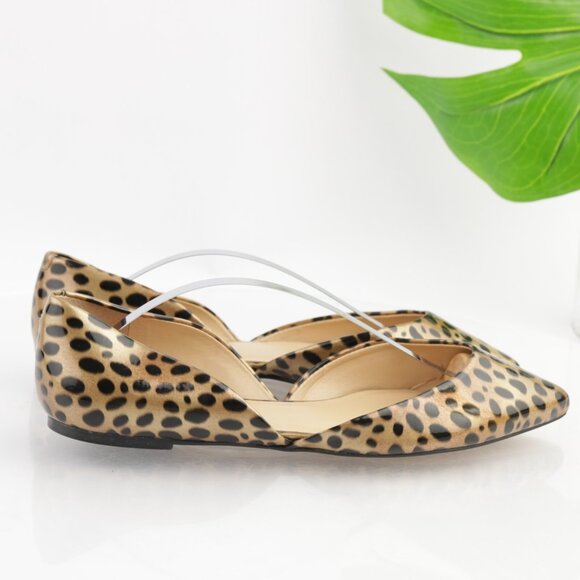 Talbots Womens D'Orsay Flat Size 9 Tan Brown Patent Leopard Slip On Pointed Shoe - Picture 7 of 12